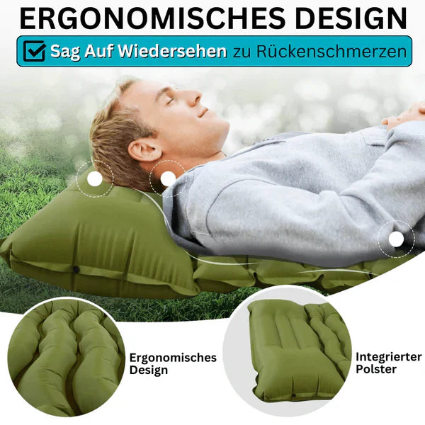 SleepCamp - Schnell aufblasbare Matratze mit integriertem Kissen | 50% RABATT