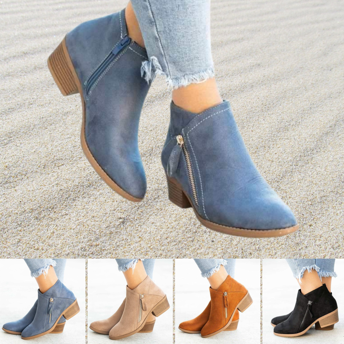 50% RABATT | Zeline™ | Halbhohe Leder Stiefeletten