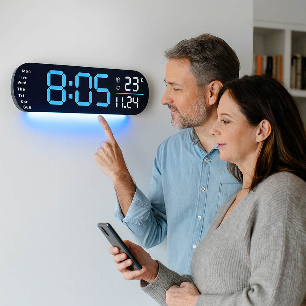 SmartTime LED-Wanduhr – Zeit, Datum & Temperatur auf einen Blick | 50% Rabatt!