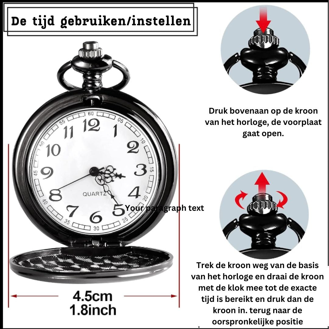 Taschenuhr Herren Silber - Elegantes Design mit Kette, Personalisierbar