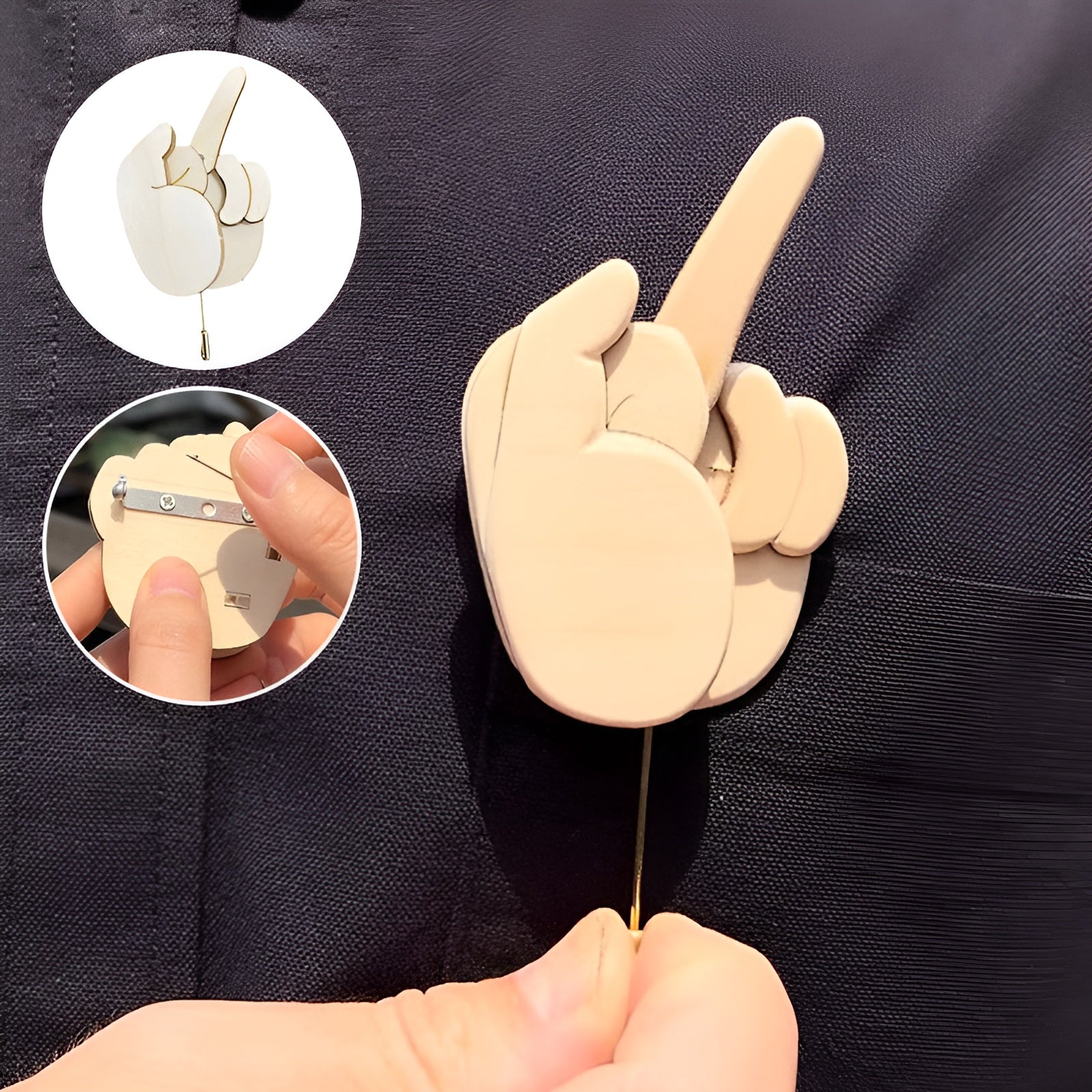 RebelPin - Lustige Fingerbrosche aus Holz | 1+1 GRATIS