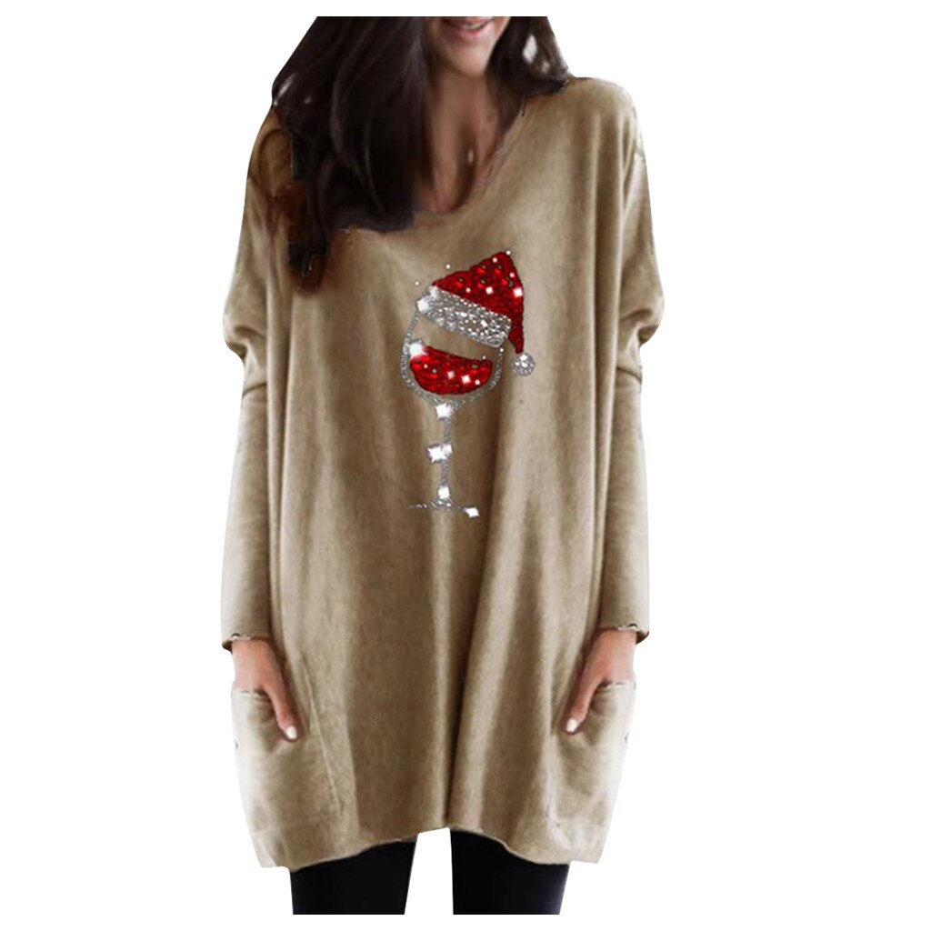Wein & Weihnachtsmütze Sweatshirt für Frauen | 50% RABATT