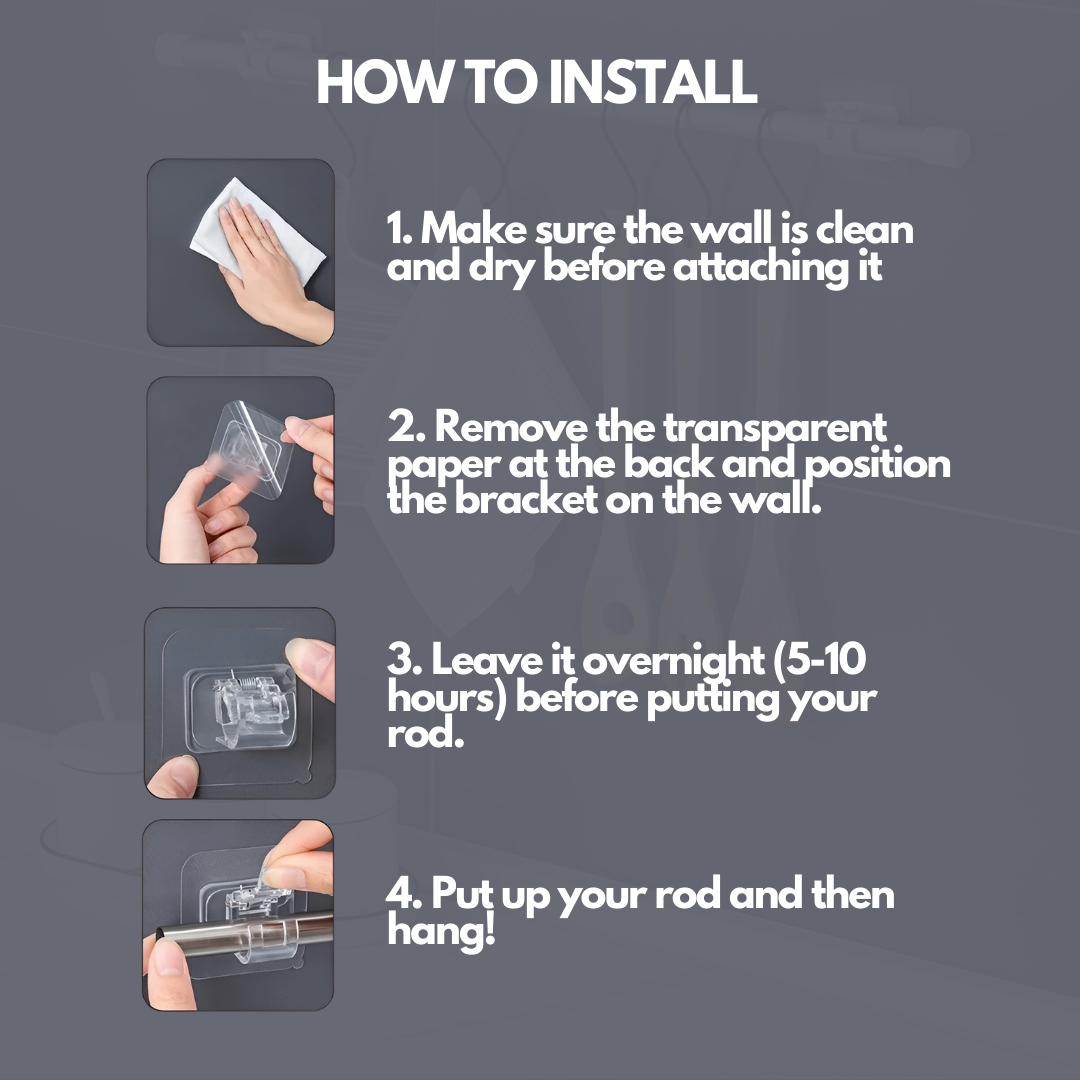 InstaRod™ | 4x Befestigungsmittel + GRATIS Vorhangstange