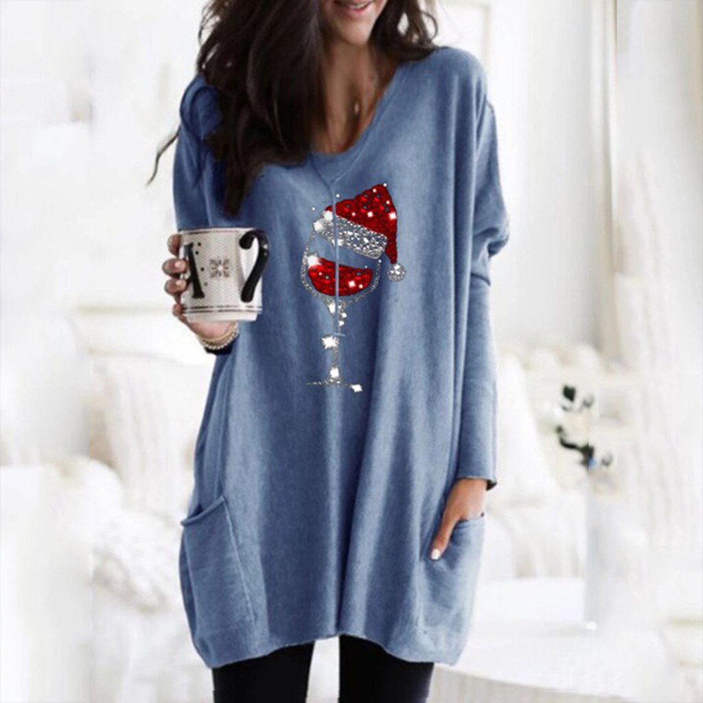 Wein & Weihnachtsmütze Sweatshirt für Frauen | 50% RABATT