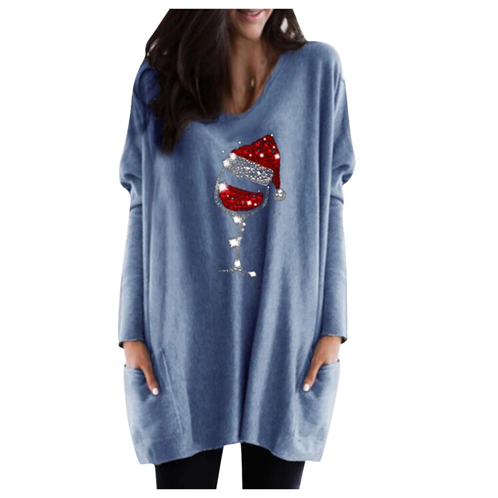Wein & Weihnachtsmütze Sweatshirt für Frauen | 50% RABATT