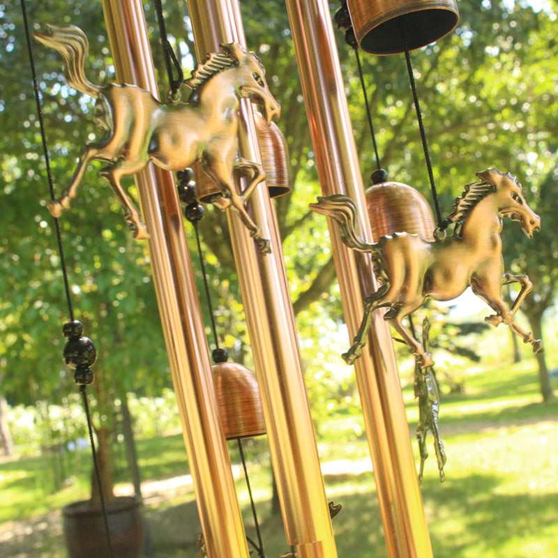 Retro Windspiel mit Pferd in Bronze