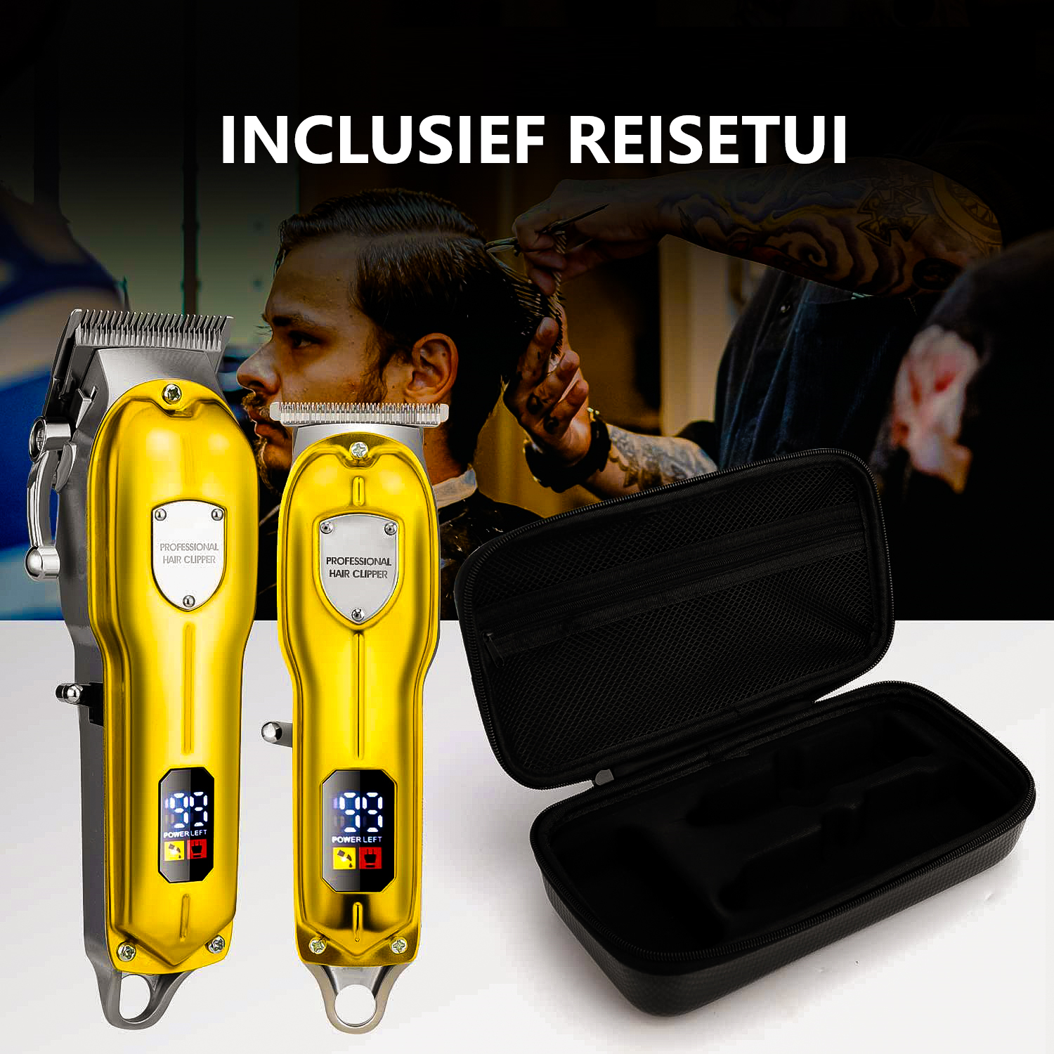 Professionelle kabellose Haarschneidemaschine inkl. Reisetasche - Gold Edition