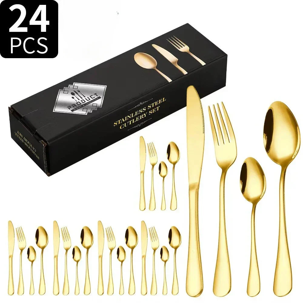 SteelElegance™ – 24-teiligen Edelstahl-Besteckset | 50% Rabatt