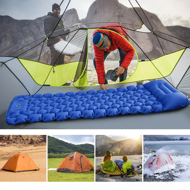 SleepCamp - Schnell aufblasbare Matratze mit integriertem Kissen | 50% RABATT