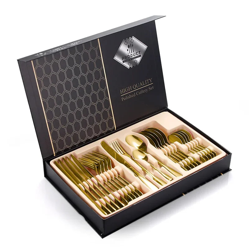 SteelElegance™ – 24-teiligen Edelstahl-Besteckset | 50% Rabatt