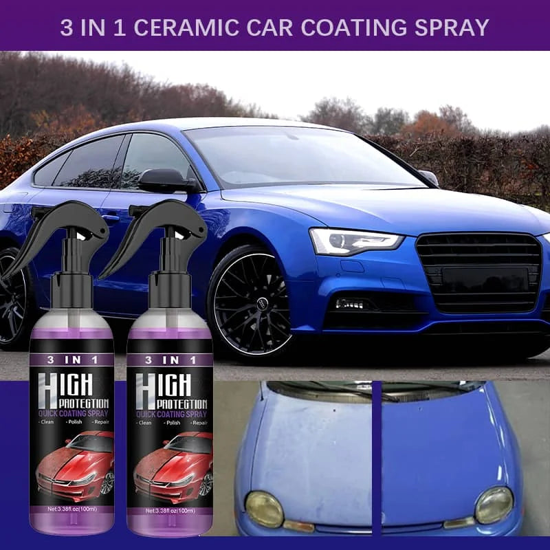 3-in-1 Keramik-Autobeschichtungsspray – Schnelle Reinigung & Nanotechnologie-Schutz