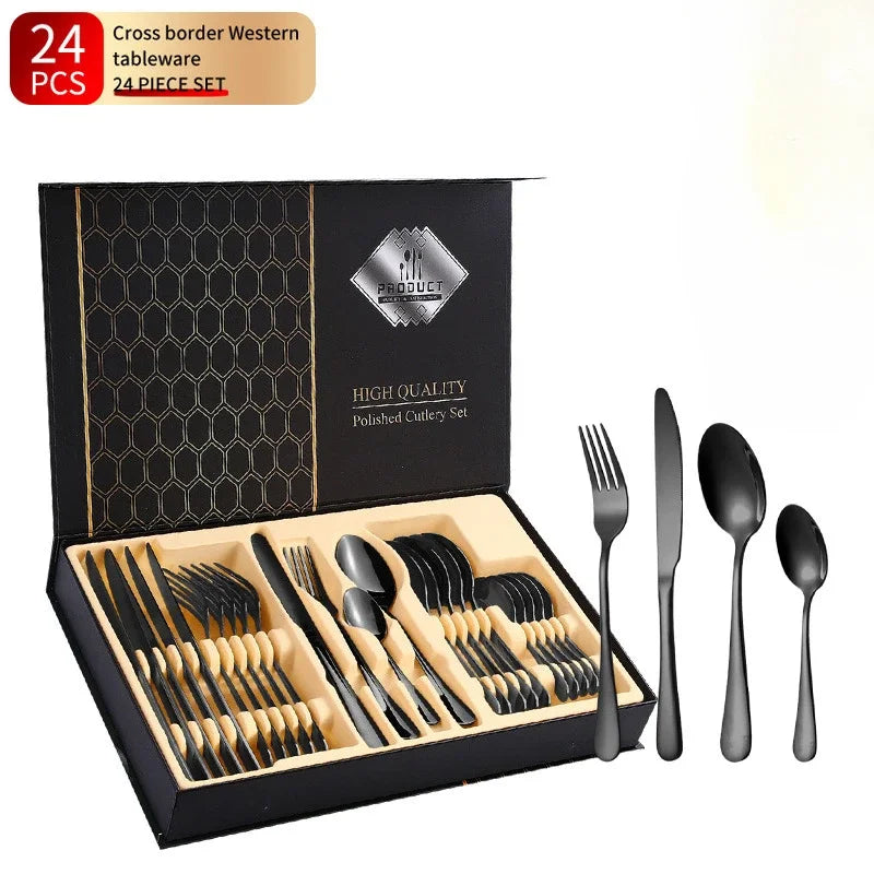 SteelElegance™ – 24-teiligen Edelstahl-Besteckset | 50% Rabatt
