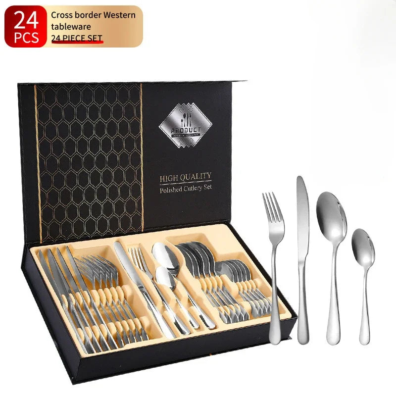 SteelElegance™ – 24-teiligen Edelstahl-Besteckset | 50% Rabatt