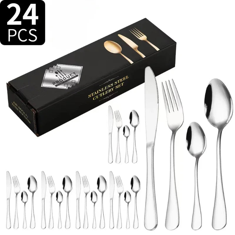 SteelElegance™ – 24-teiligen Edelstahl-Besteckset | 50% Rabatt
