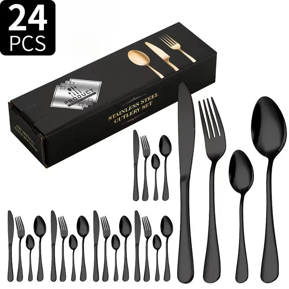 SteelElegance™ – 24-teiligen Edelstahl-Besteckset | 50% Rabatt