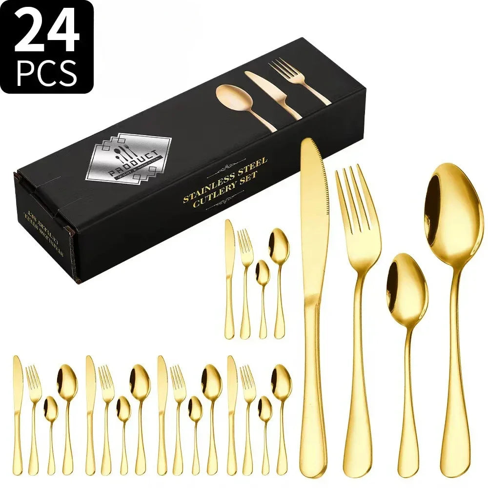 SteelElegance™ – 24-teiligen Edelstahl-Besteckset | 50% Rabatt