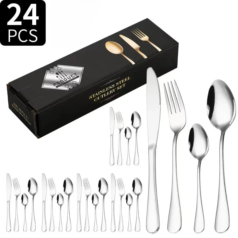 SteelElegance™ – 24-teiligen Edelstahl-Besteckset | 50% Rabatt