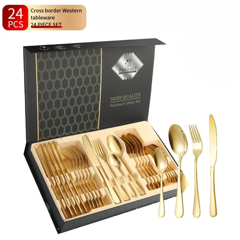 SteelElegance™ – 24-teiligen Edelstahl-Besteckset | 50% Rabatt