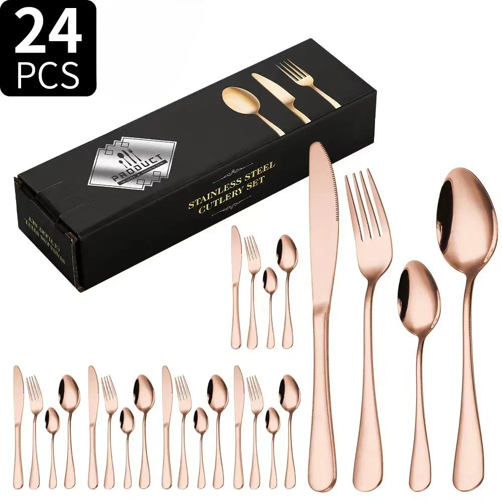 SteelElegance™ – 24-teiligen Edelstahl-Besteckset | 50% Rabatt