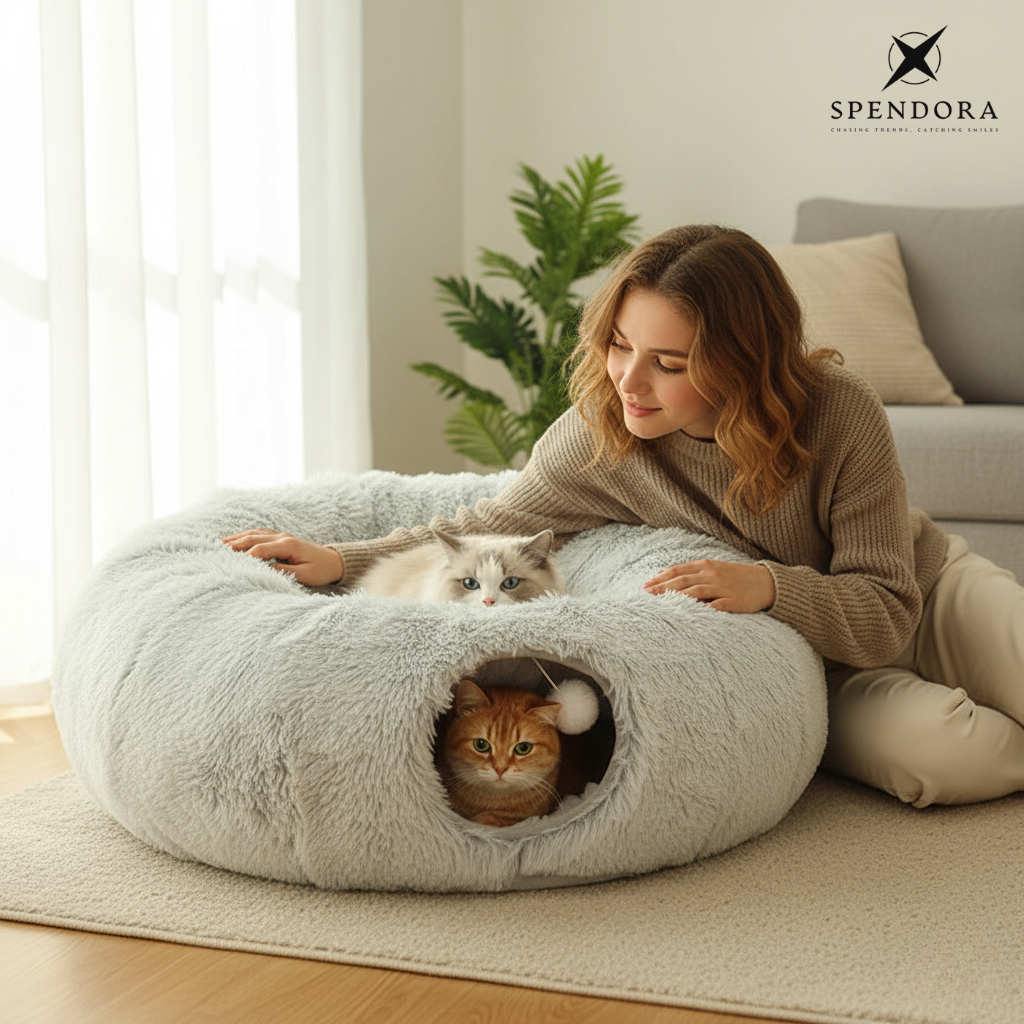 PurrLuxe – Faltbares Katzen-Tunnelbett | 50% RABATT