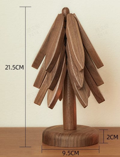 WoodJoy – Isolierte Untersetzer aus Massivholz im Weihnachtsbaum-Design