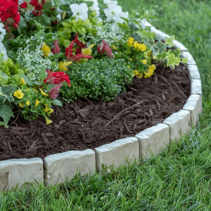 Gartenzaun Einfassung 10 Stück | Dekorative Steinmauer | 50% RABATT