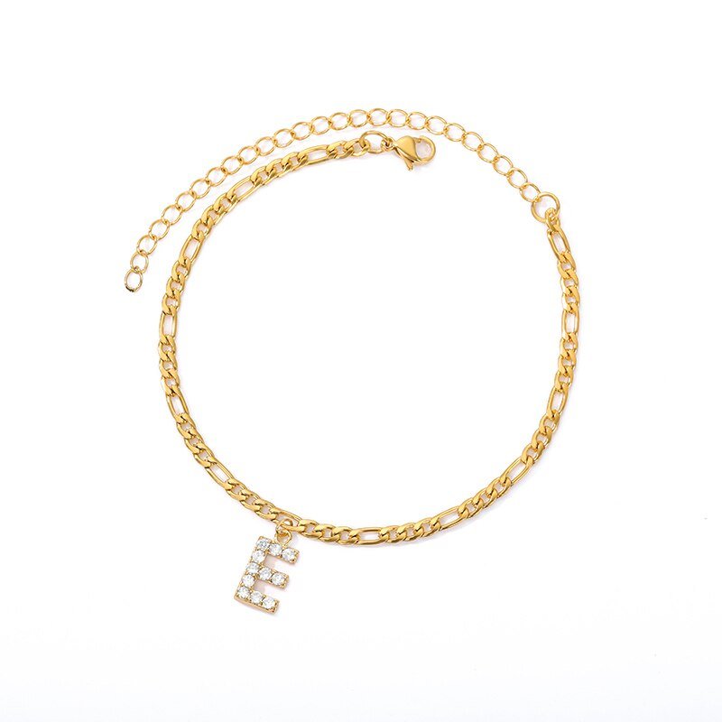 50% RABATT: Einzigartige Crystal Front Letter Knöchel-Armband Gold