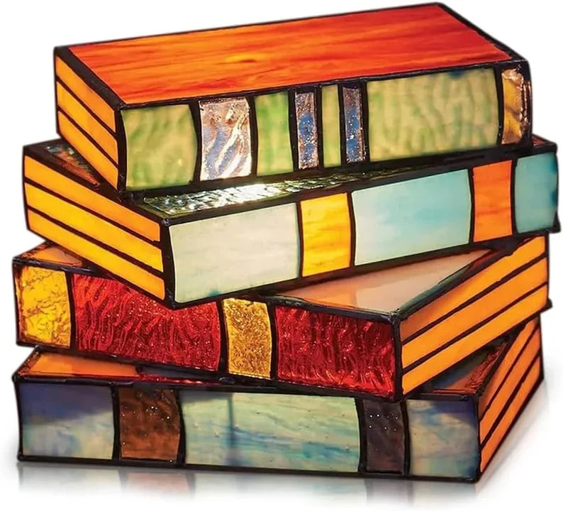 Buchy - Gebeizte Stacked Buch Lampe | 50% RABATT