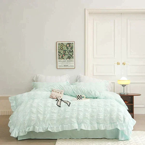 LaceBreeze™ 200 x 230 cm - 4-teiliges Sommer-Bettwäscheset aus Eiskühlendem Seersucker