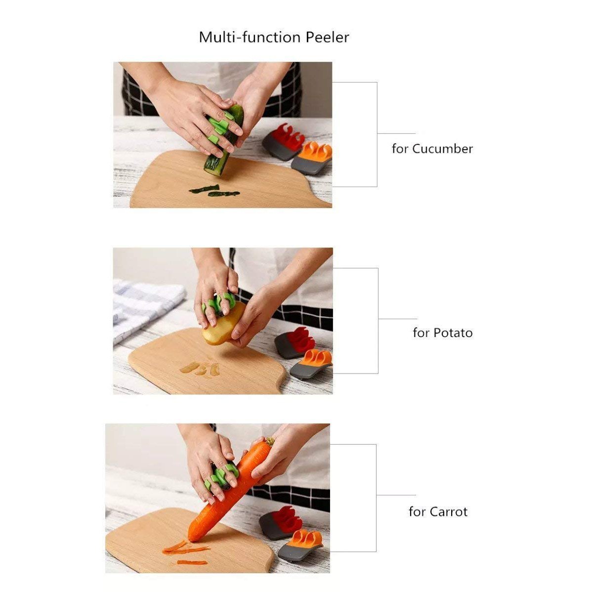 KitchenEase – Scharfes Finger-Schälmesser | Set mit 3 Stück