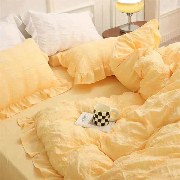 LaceBreeze™ 200 x 230 cm - 4-teiliges Sommer-Bettwäscheset aus Eiskühlendem Seersucker