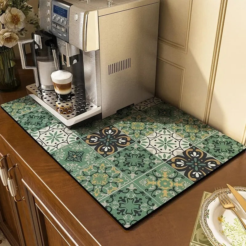 Waschbare Küchenarbeitsplattenmatte – saugfähiges Blumendesign für Stil und Funktionalität