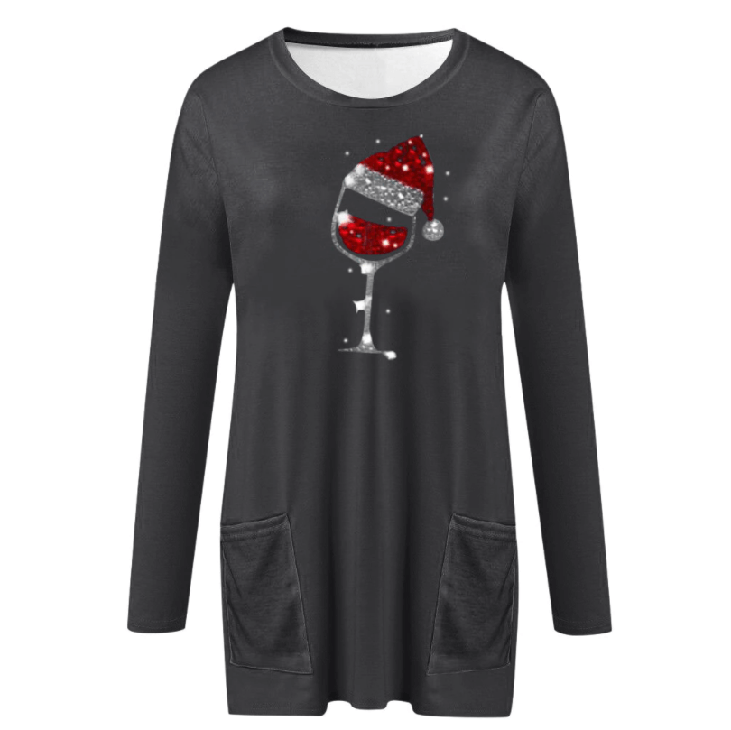 Wein & Weihnachtsmütze Sweatshirt für Frauen | 50% RABATT