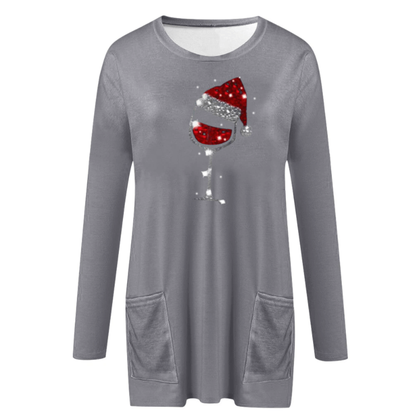 Wein & Weihnachtsmütze Sweatshirt für Frauen | 50% RABATT