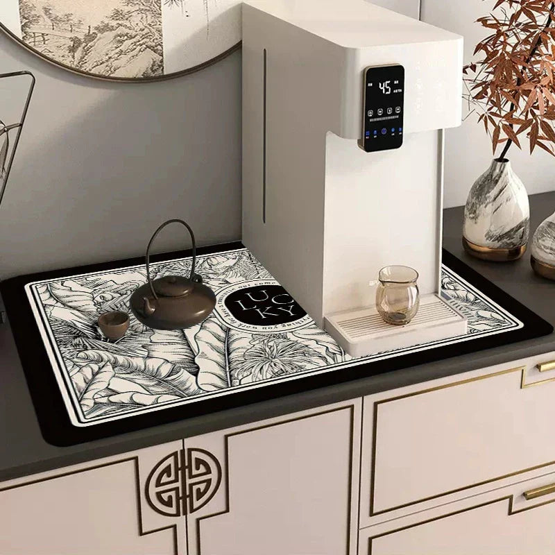 Waschbare Küchenarbeitsplattenmatte – saugfähiges Blumendesign für Stil und Funktionalität
