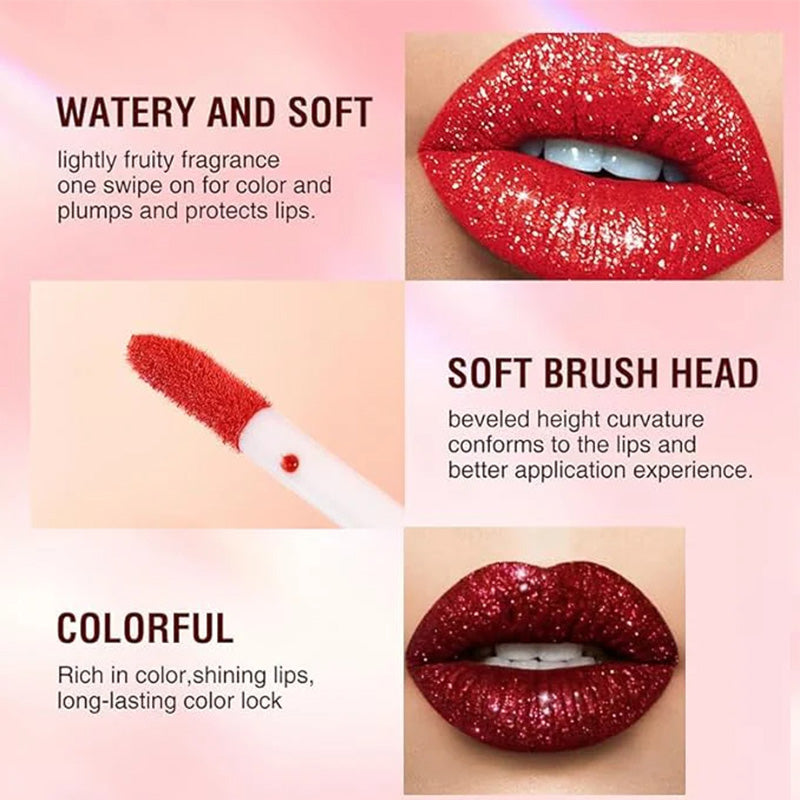 GlamLips - Metallischer flüssiger Diamant-Glitter-Lippenstift | 1+1 GRATIS
