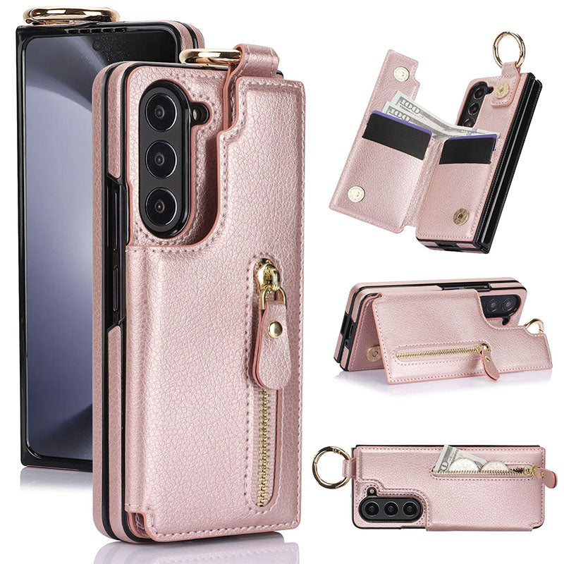 Elegante Handyhülle aus PU-Leder für Samsung mit Brieftasche und Ringschnalle