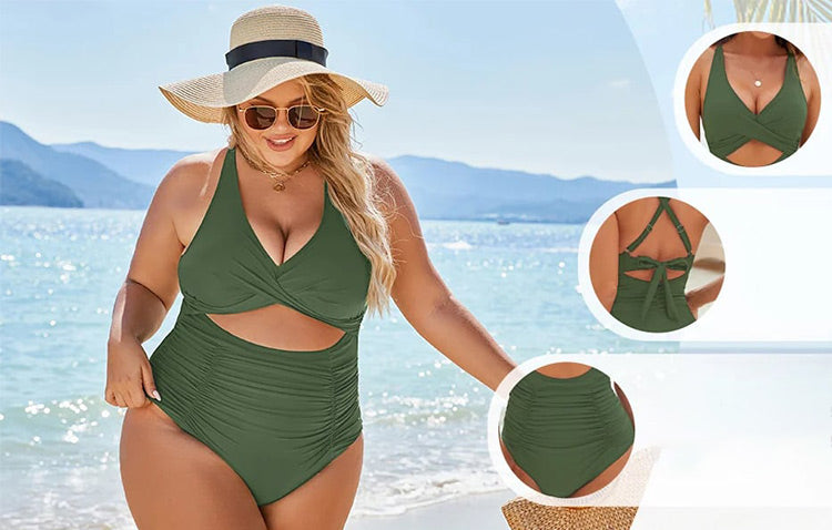 🔥SOMMERSCHLUSSVERKAUF 49% RABATT🔥Damen Push-up Tummy Control Badeanzüge V-Ausschnitt Cutout Badeanzüge