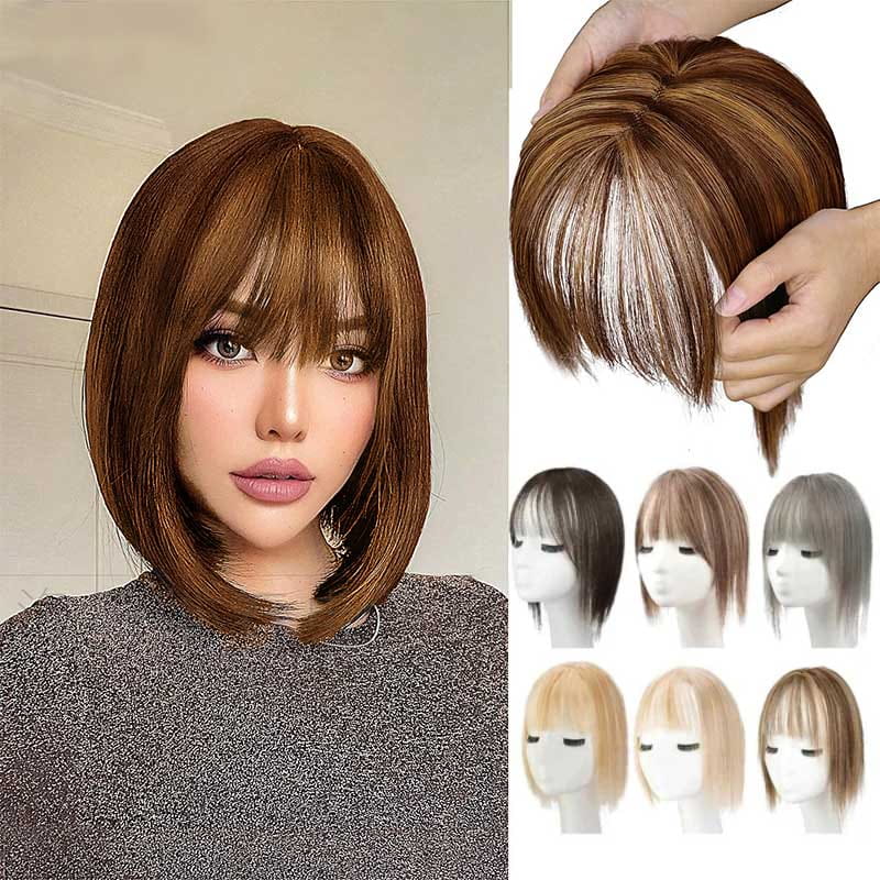 Natürliches Haarteil mit Pony für Frauen | 1+1 GRATIS