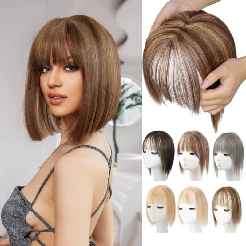 Natürliches Haarteil mit Pony für Frauen | 1+1 GRATIS