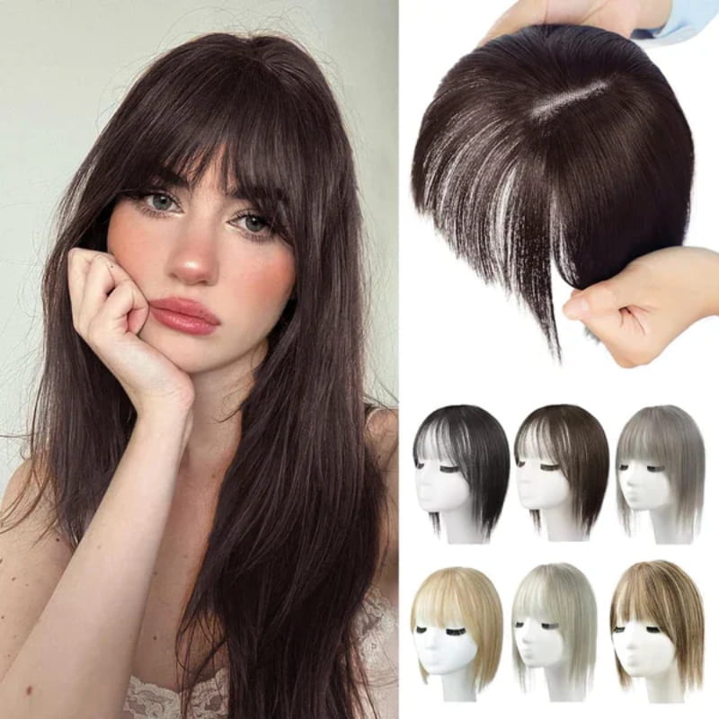 Natürliches Haarteil mit Pony für Frauen | 1+1 GRATIS