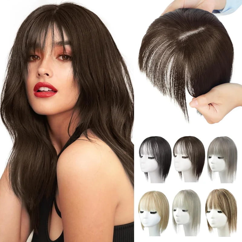 Natürliches Haarteil mit Pony für Frauen | 1+1 GRATIS
