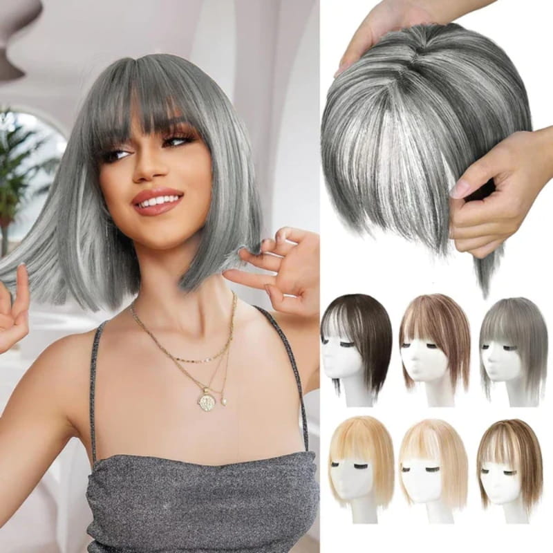 Natürliches Haarteil mit Pony für Frauen | 1+1 GRATIS