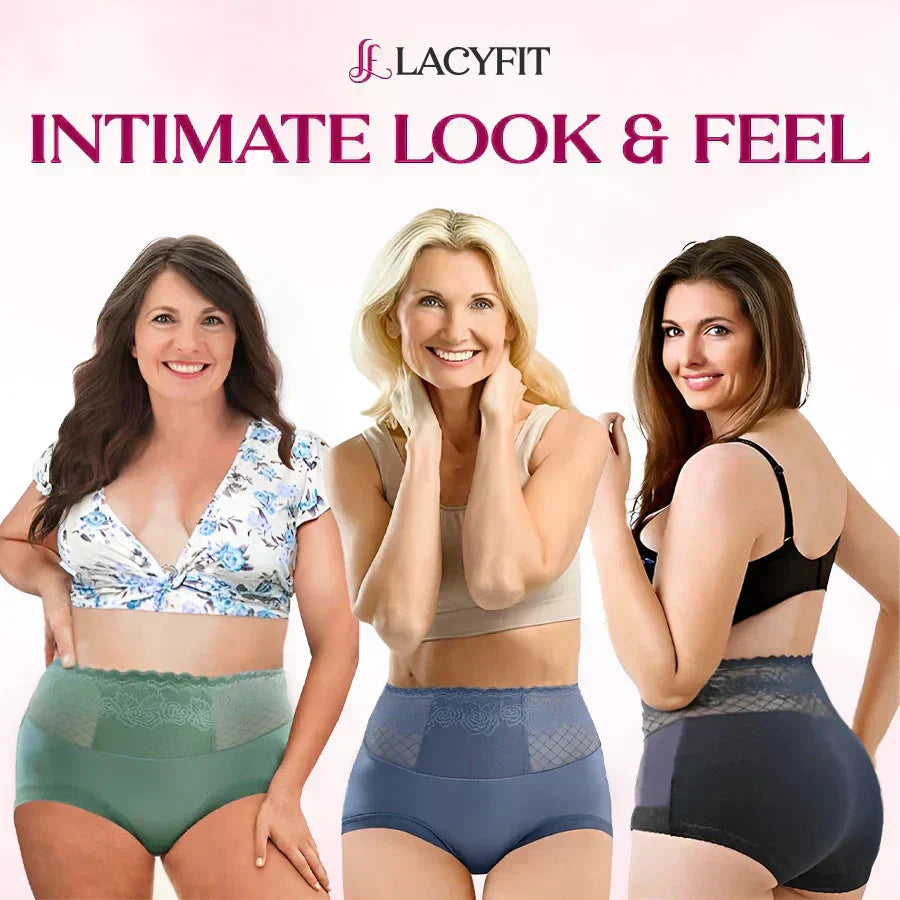 LaceComfort – Damen Spitzen-Slips mit Hohem Bund | 1+1 GRATIS
