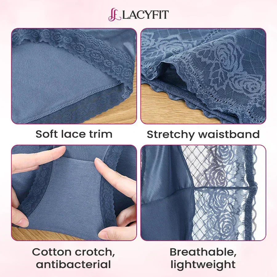 LaceComfort – Damen Spitzen-Slips mit Hohem Bund | 1+1 GRATIS