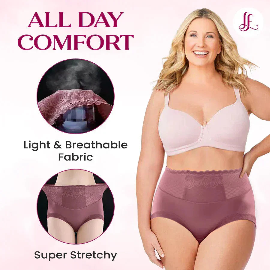 LaceComfort – Damen Spitzen-Slips mit Hohem Bund | 1+1 GRATIS