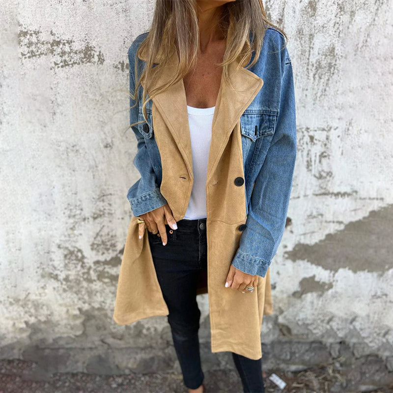 ChicDenim - Mittellanger Trenchcoat mit Denim-Jeans-Nähten | 50% RABATT