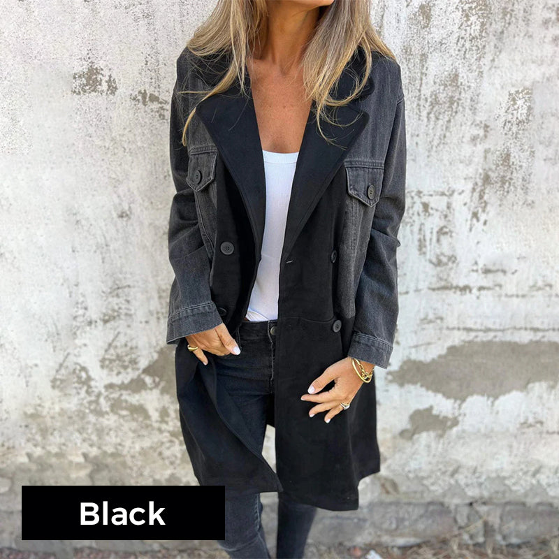 ChicDenim - Mittellanger Trenchcoat mit Denim-Jeans-Nähten | 50% RABATT