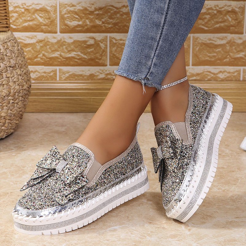 Damen Slipper - Stilvoller Komfort mit Strass & Schleife, Rutschfest