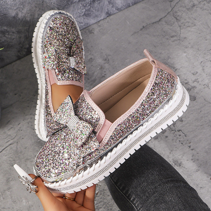 Damen Slipper - Stilvoller Komfort mit Strass & Schleife, Rutschfest